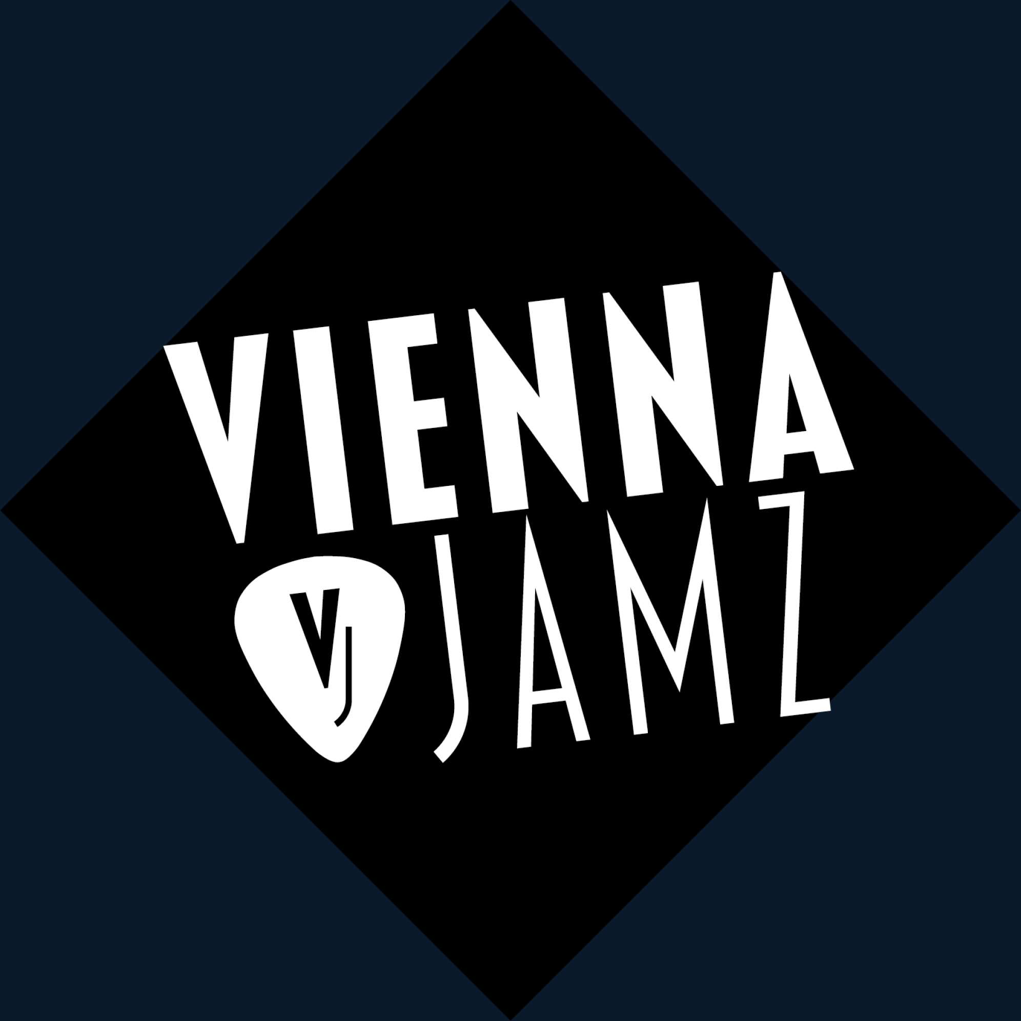 Schwarzes Dreieck mit weißer Schrift "Vienna Jamz"