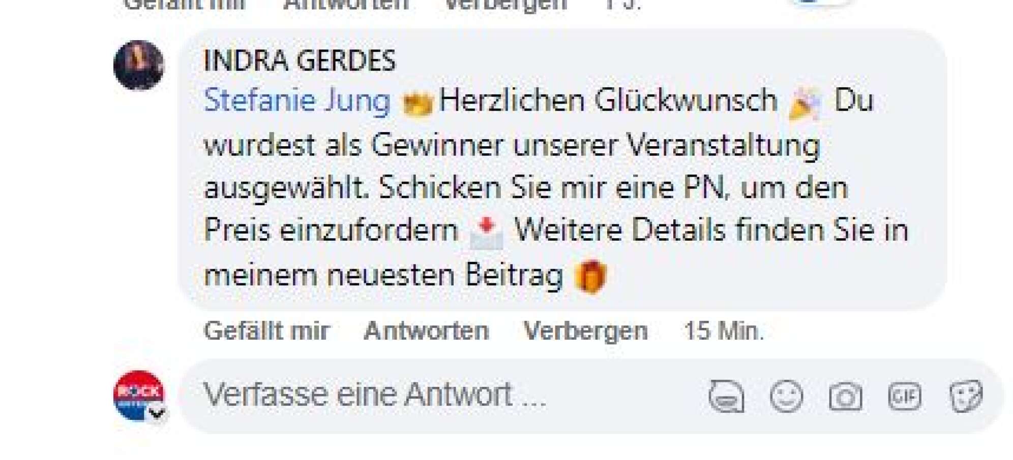 Screenshot Fake Kommentar auf Facebook