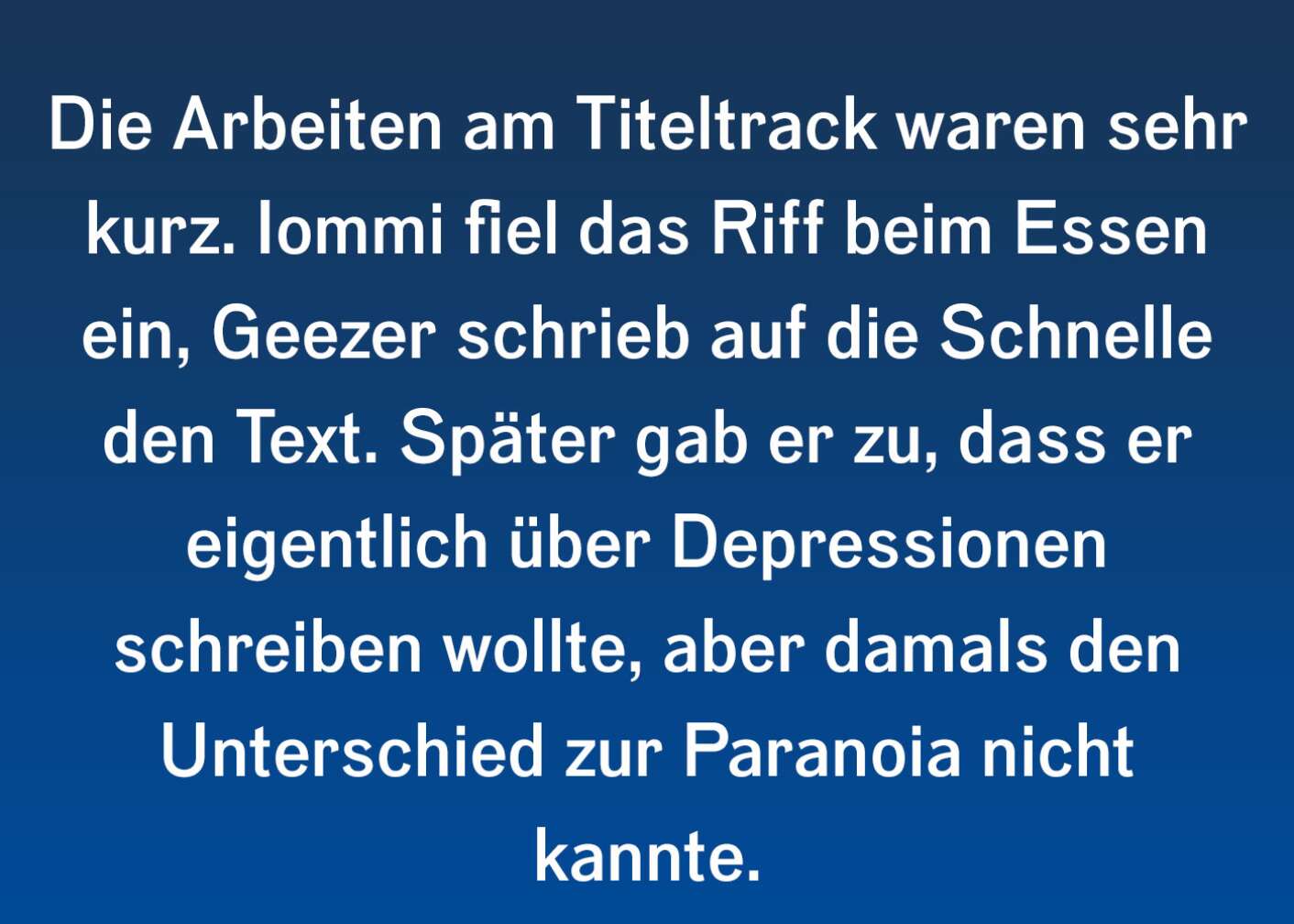 Fakt über Paranoid von Black Sabbath als Fließtext