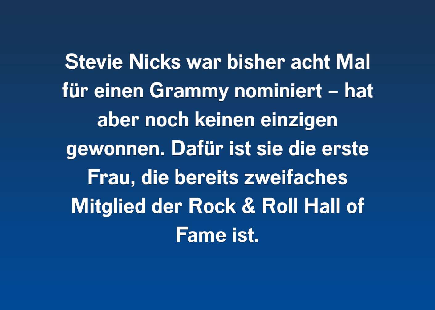 Fakt über Stevie Nicks als Fließtext