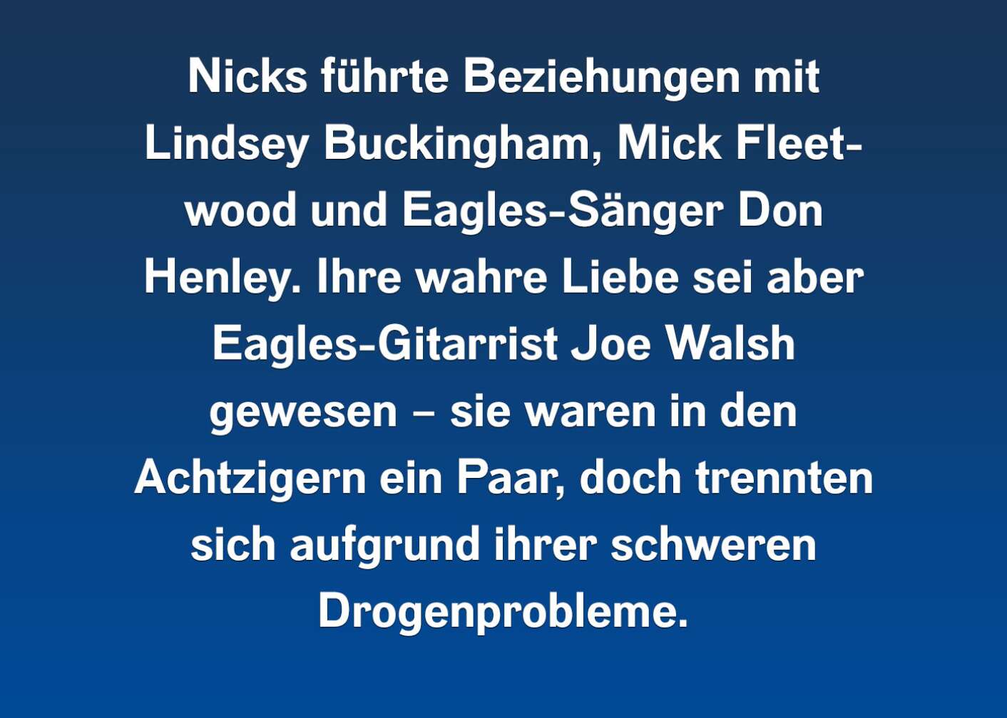 Fakt über Stevie Nicks als Fließtext