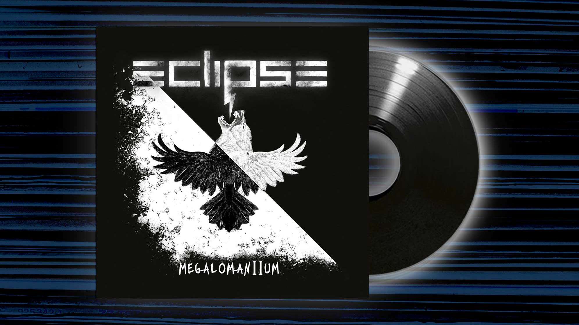 Das Cover vom Album Megalomanium 2 von Eclipse auf einem blauen Hintergrund