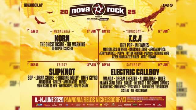 Nova Rock 2025: Die zweite Bandwelle mit Korn, Iggy Pop & mehr!