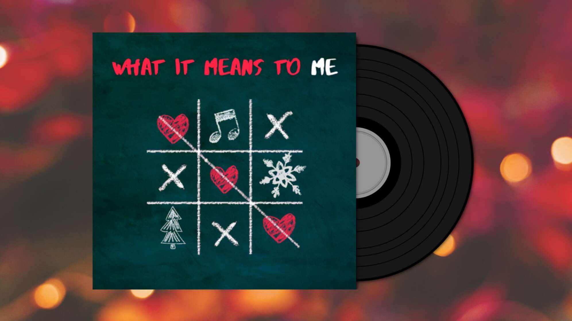 Das Artworkt zum Song What It Means To Me mit Weihnachtslichtern im Hintergrund